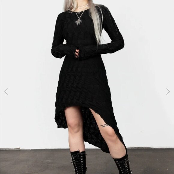 Disturbia Disquiet Asymmetric Midi Dress - Picture 1 of 3